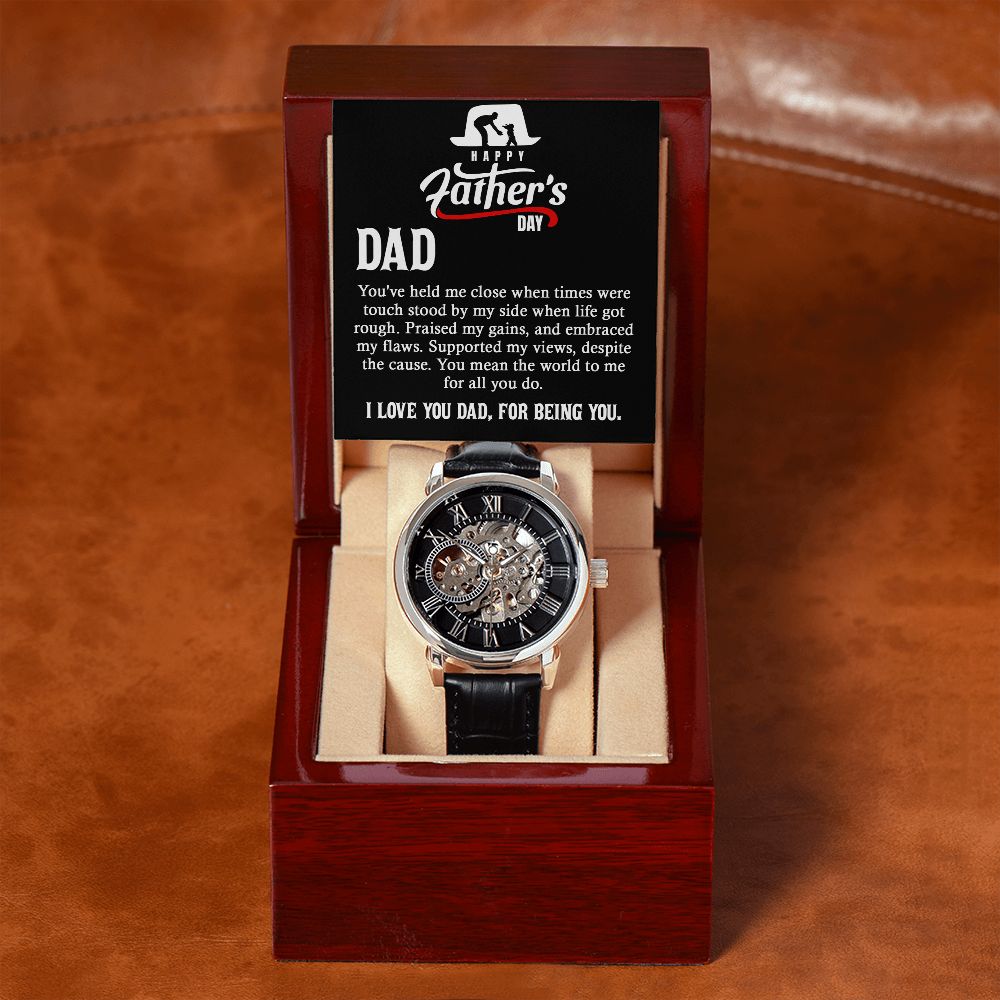 Make this Father's Day one to remember with the classic and stylish Men's Openwork Watch. With its sleek design and comfortable fit, this timeless accessory is sure to be a welcome addition to your father's wardrobe.  Surprise your dad with a gift that speaks to just how much your love and appreciate him.