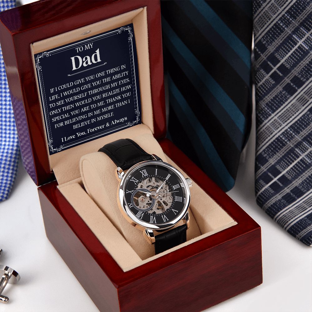 To my DAD. If I could give you one thing in life, I would give you the ability to see yourself through my eyes. Only then would you realize how special you are to me. Thank you for believing in me more than I believe in myself. I love you, Forevers & Always. Watch father's day gift or birthday present at 50% discounts from Emporium Discounts