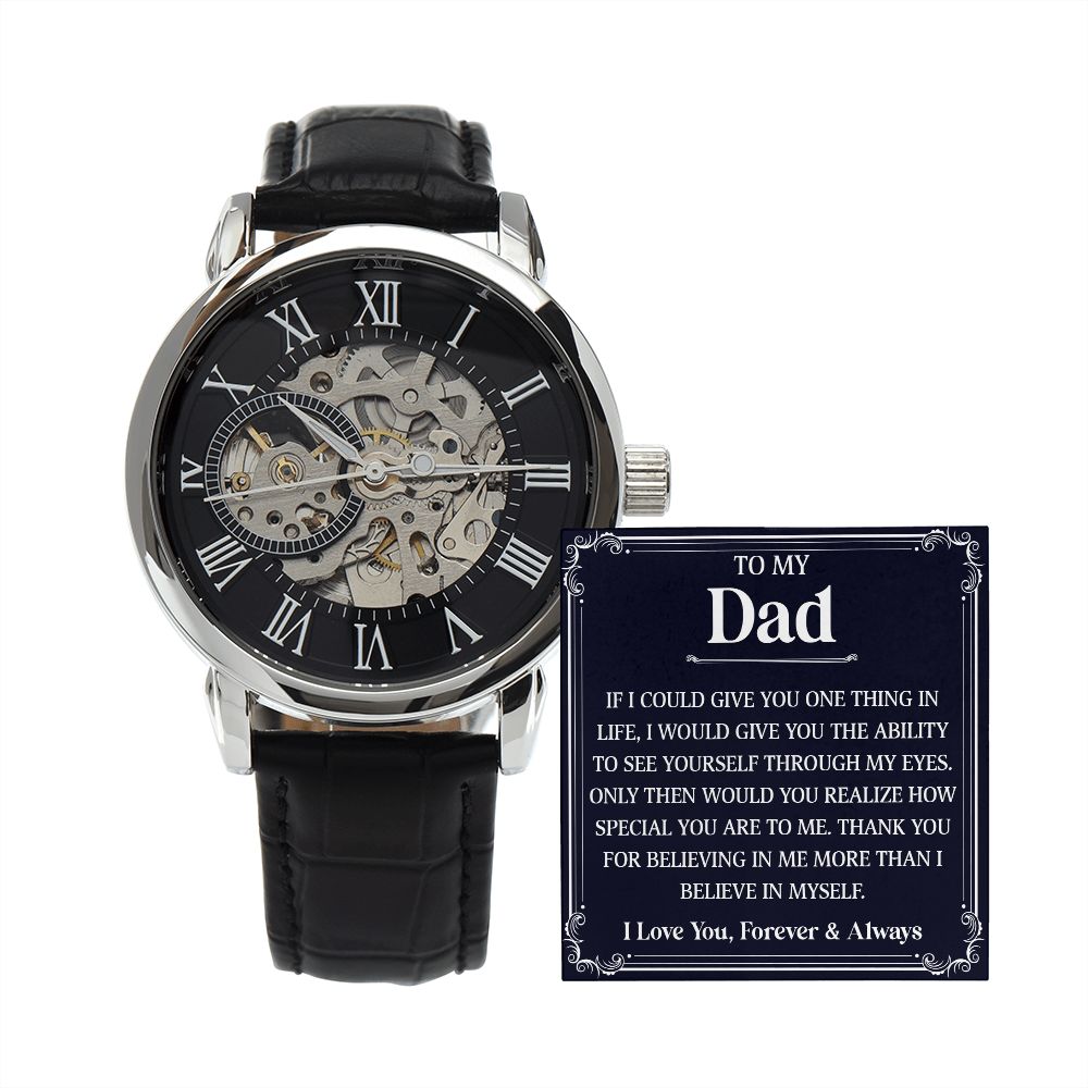 To my DAD. If I could give you one thing in life, I would give you the ability to see yourself through my eyes. Only then would you realize how special you are to me. Thank you for believing in me more than I believe in myself. I love you, Forevers & Always. Watch father's day gift or birthday present at 50% discounts from Emporium Discounts