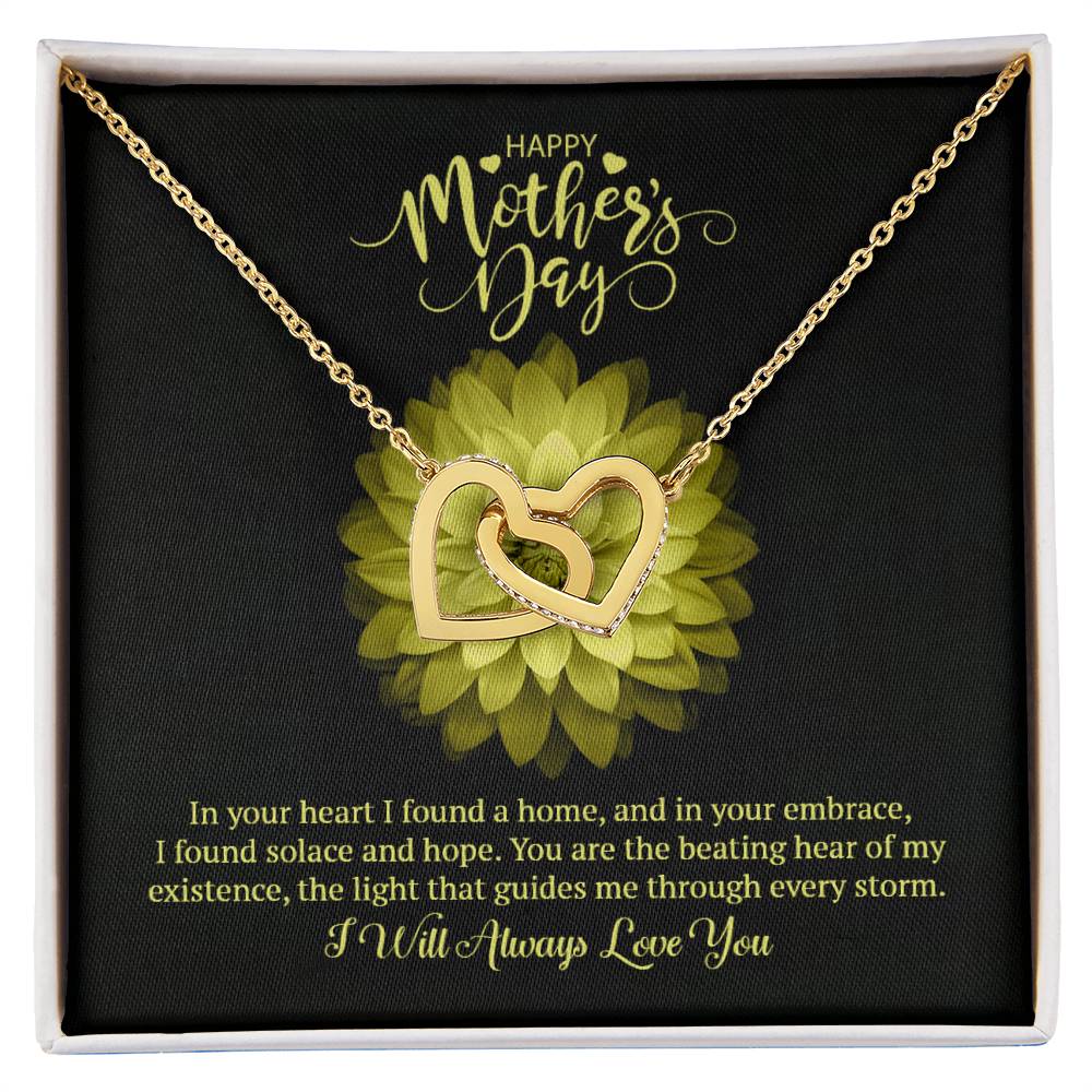 Happy Mother's Day Interlocking Hearts Necklace (Yellow & White Gold Variants)