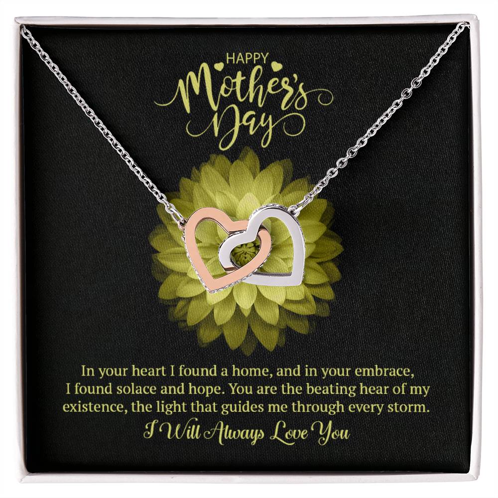 Happy Mother's Day Interlocking Hearts Necklace (Yellow & White Gold Variants)