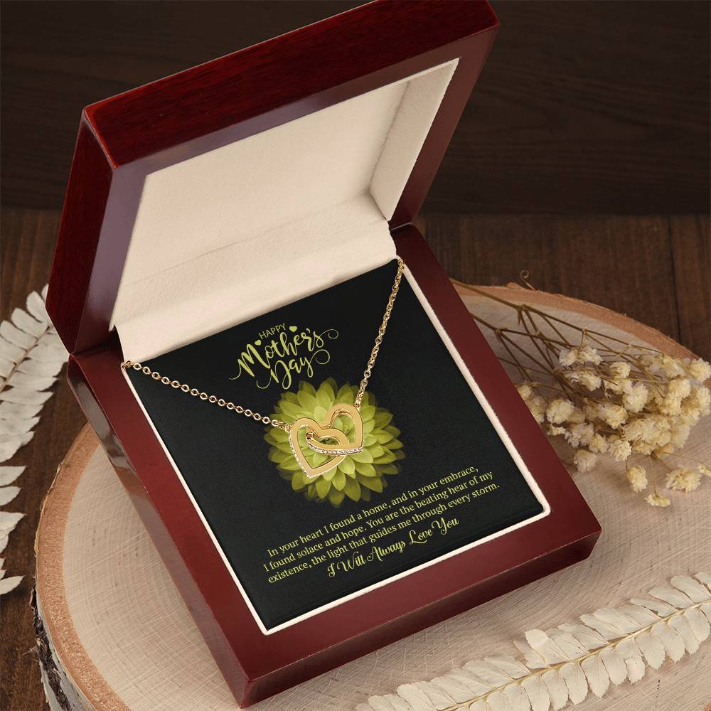 Happy Mother's Day Interlocking Hearts Necklace (Yellow & White Gold Variants)