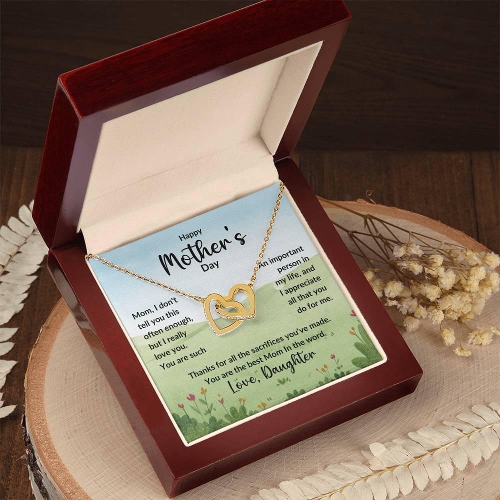 Interlocking Hearts Necklace (Yellow & White Gold Variants)