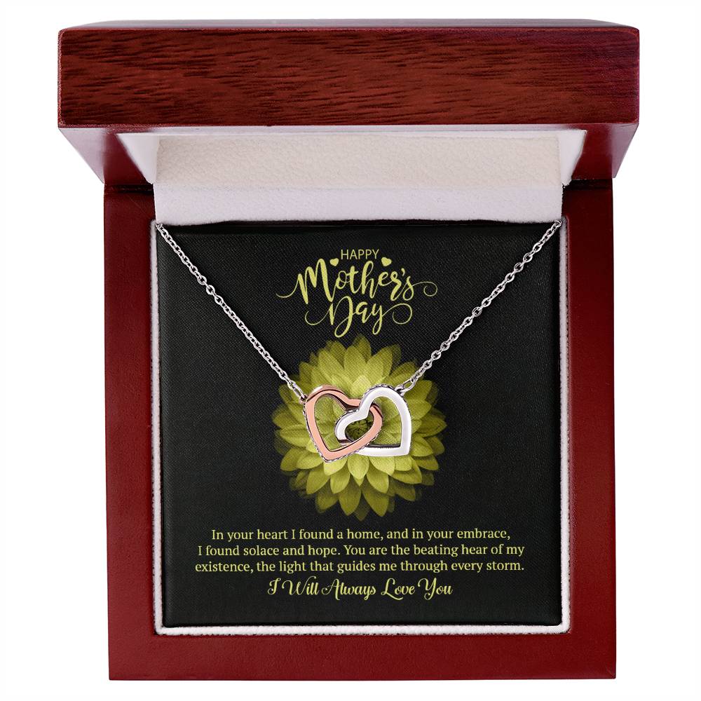 Happy Mother's Day Interlocking Hearts Necklace (Yellow & White Gold Variants)