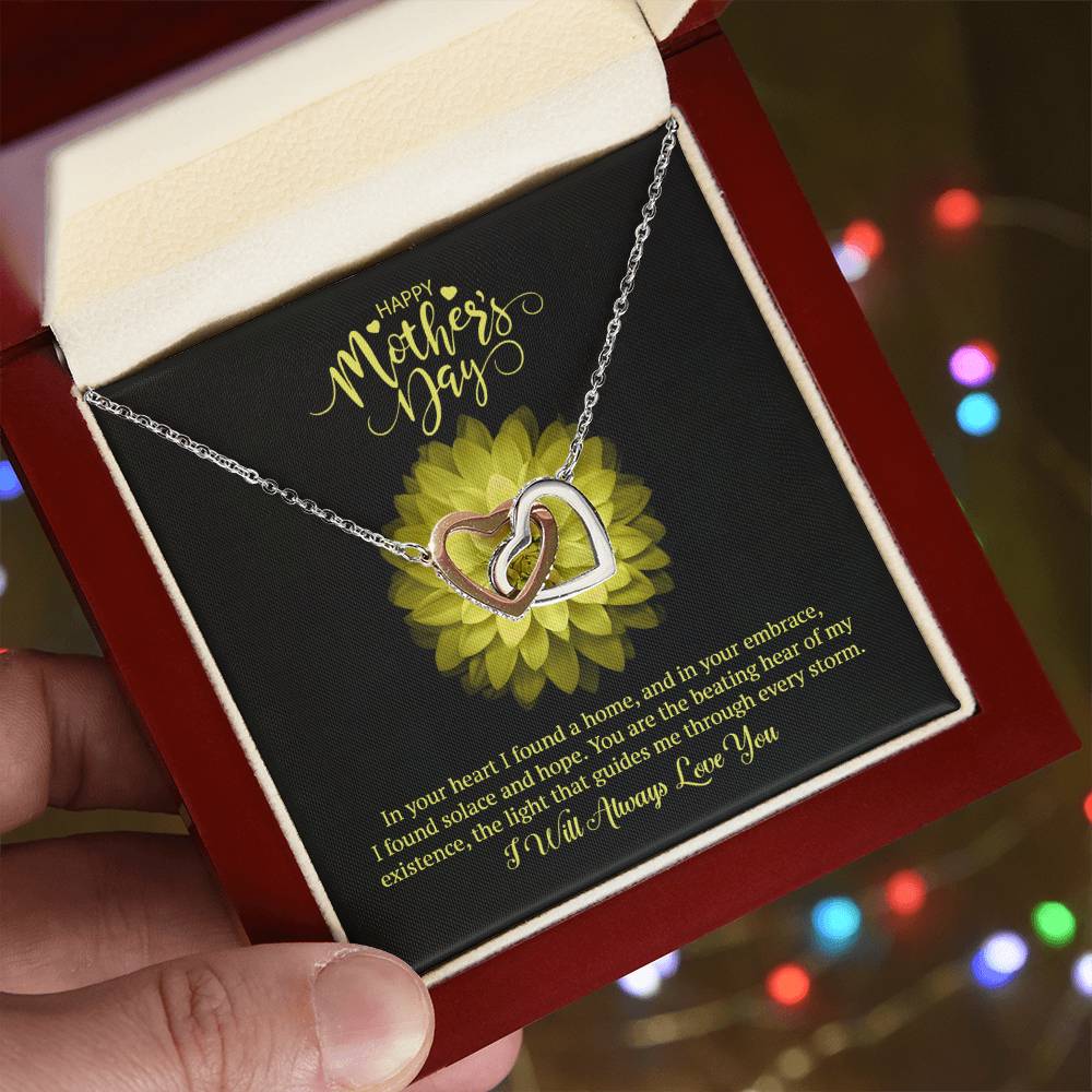 Happy Mother's Day Interlocking Hearts Necklace (Yellow & White Gold Variants)