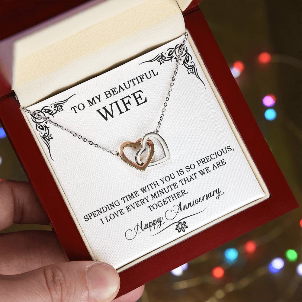 Searching for the ideal present for your beloved? Look no further! At Emporium Discounts, we offer a special Forever Love Necklace available in White Gold 14k or Yellow Gold 18k--buy now and enjoy 50% off!  To My Beautiful Wife, Spending time with you is so precious, I love every minute that we are together. Happy Anniversary