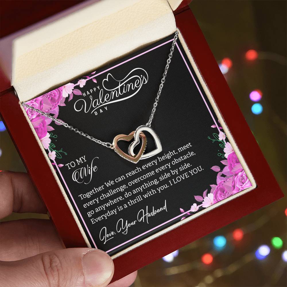 Interlocking Hearts Necklace Yellow & White Gold Necklace