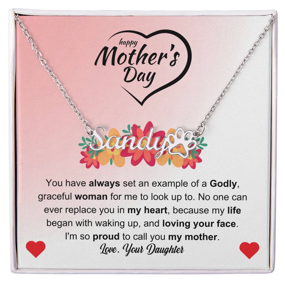 Name Necklace + Paw Print Character