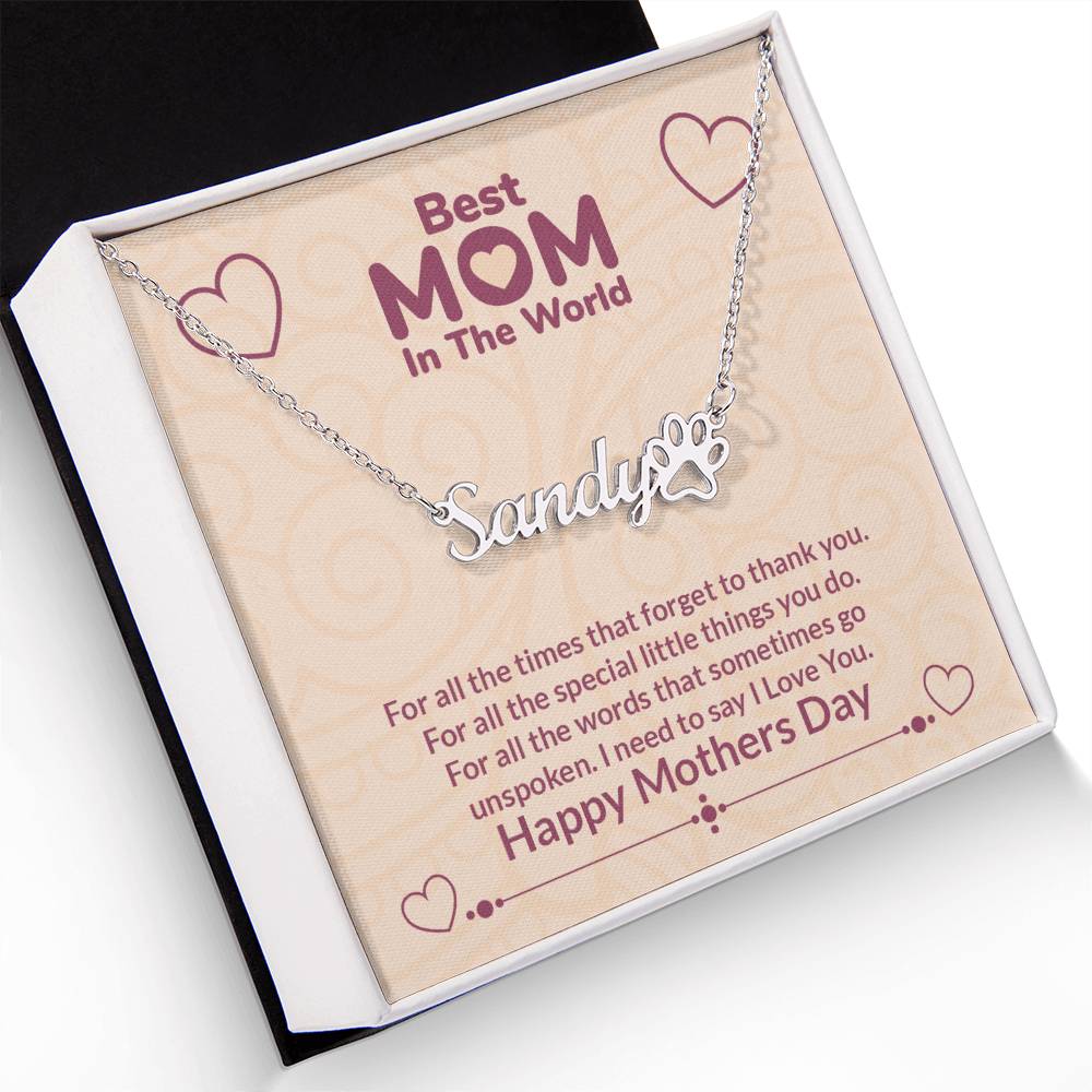 Name Necklace + Paw Print Character