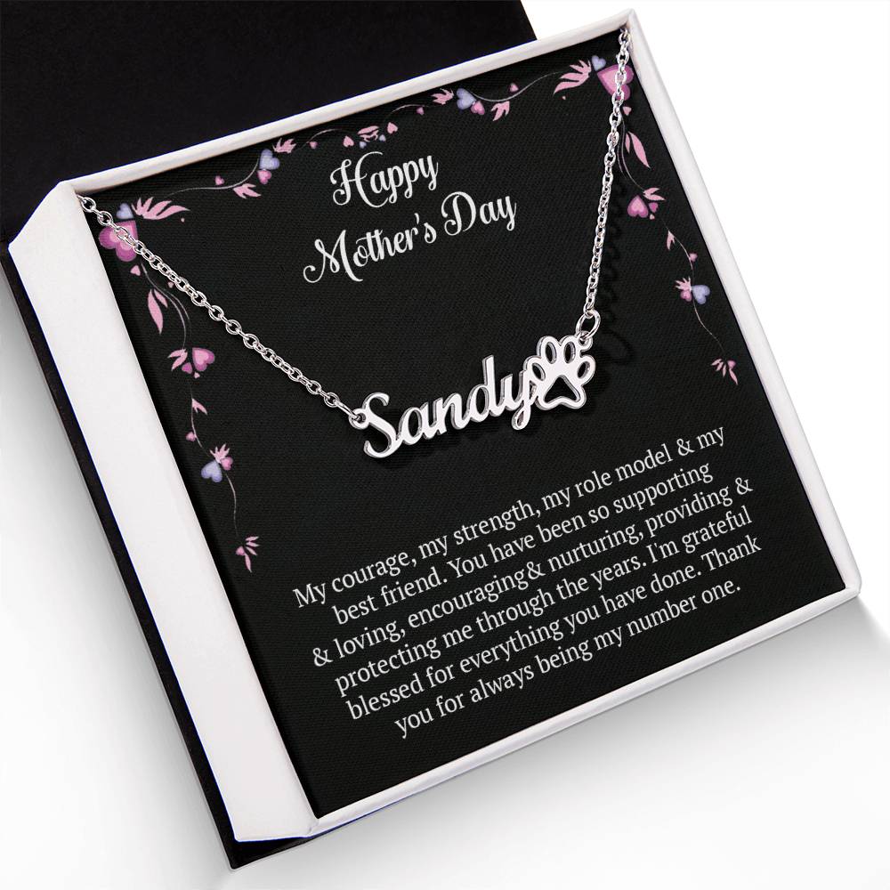 Name Necklace + Paw Print Character