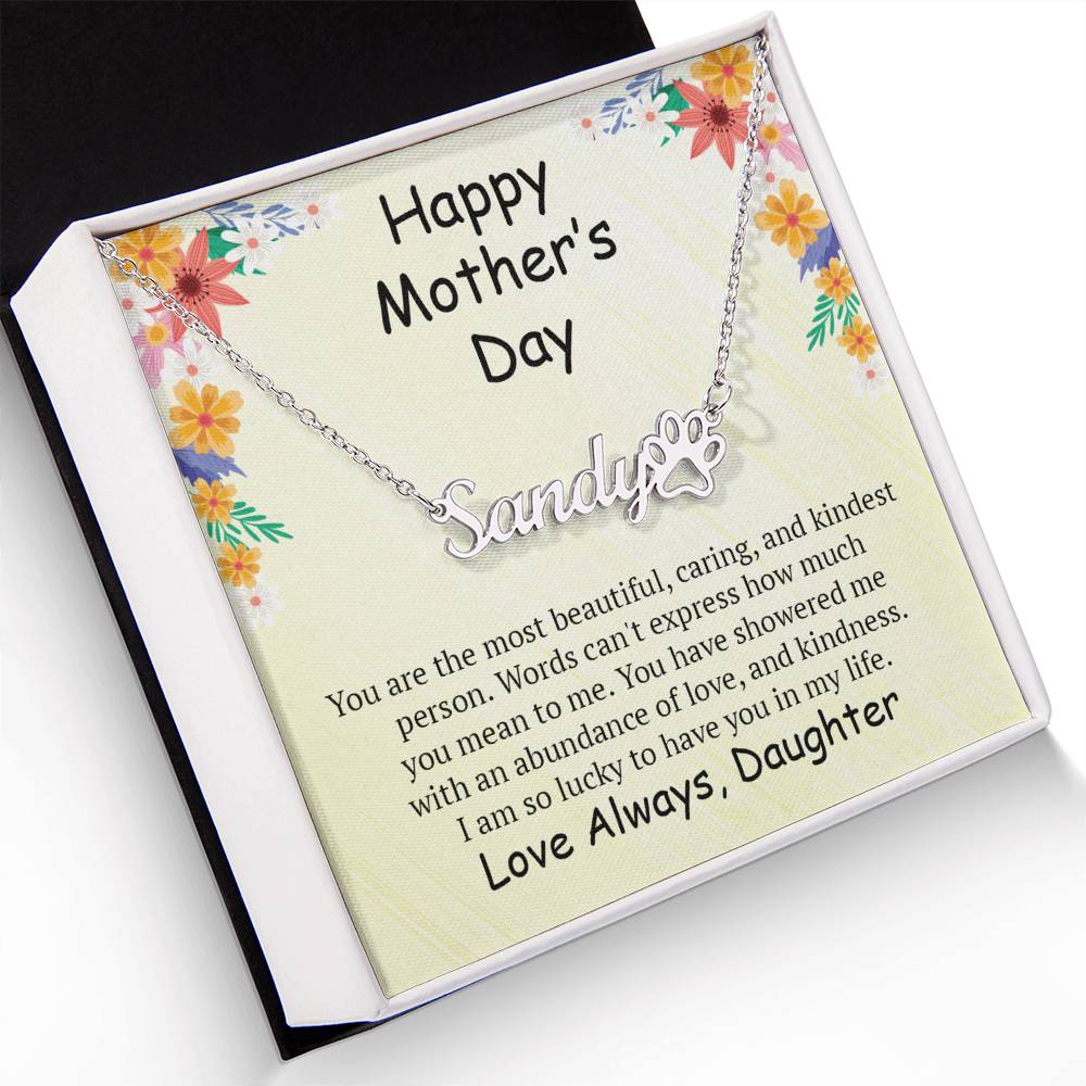 Name Necklace + Paw Print Character