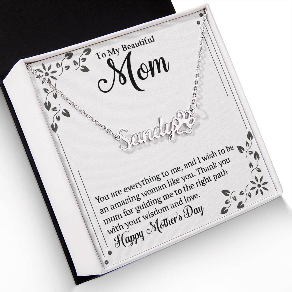 Name Necklace + Paw Print Character