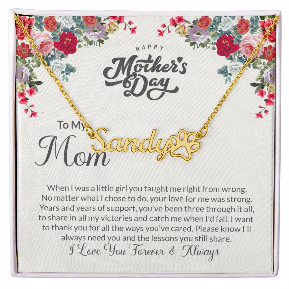 Name Necklace + Paw Print Character