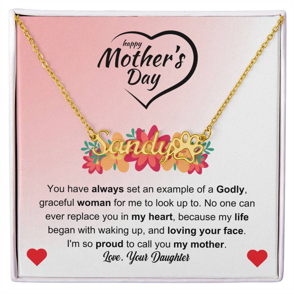Name Necklace + Paw Print Character