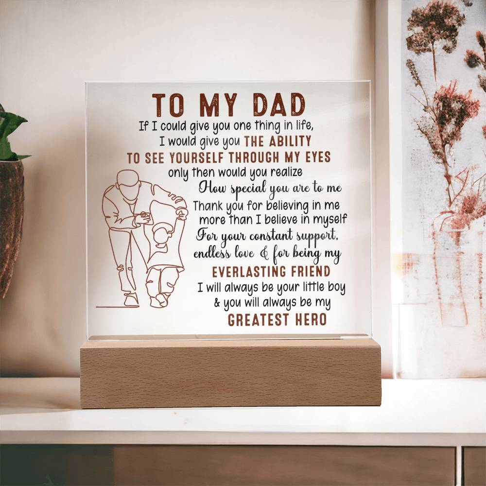 Surprise the remarkable dad in your life with this meaningful gift! Featuring a classic “To My Dad, My Greatest Hero” design, this customizable item also includes space to add your own name. Show your dad you care with this heartfelt item from Emporium Discounts. Personalize it and make it extra special for your dad with a name, date, or message of your own. This one-of-a-kind gift is sure to be treasured for years to come.