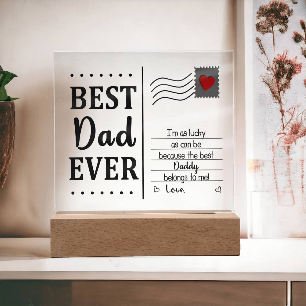 The Best Dad Ever Acrylic Post Card is a perfect choice to show your gratitude for your dad's efforts.  Personalise it with your name at the end of the message. It's a unique gift that will last a lifetime - bring a smile to your dad's face with this precious token of appreciation.  Don't forget to add a heartfelt message to solidify the love you have for your dad.