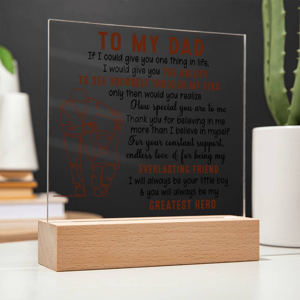 Surprise the remarkable dad in your life with this meaningful gift! Featuring a classic “To My Dad, My Greatest Hero” design, this customizable item also includes space to add your own name. Show your dad you care with this heartfelt item from Emporium Discounts. Personalize it and make it extra special for your dad with a name, date, or message of your own. This one-of-a-kind gift is sure to be treasured for years to come.