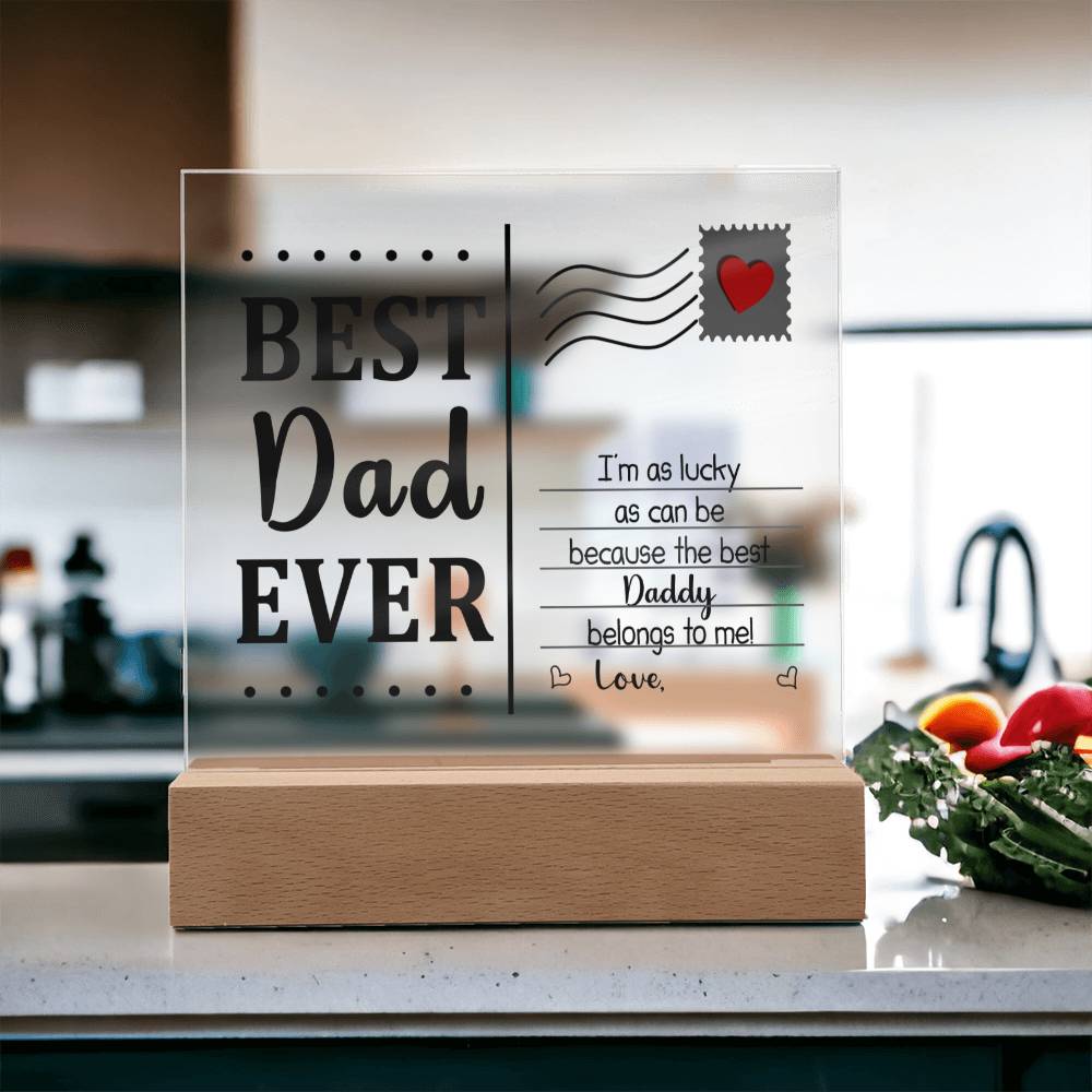 The Best Dad Ever Acrylic Post Card is a perfect choice to show your gratitude for your dad's efforts.  Personalise it with your name at the end of the message. It's a unique gift that will last a lifetime - bring a smile to your dad's face with this precious token of appreciation.  Don't forget to add a heartfelt message to solidify the love you have for your dad.