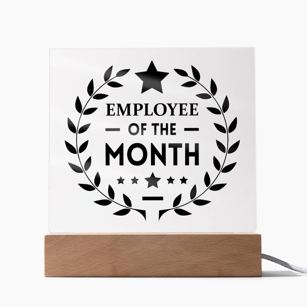Employee Of The Month Acrylic Plaque. Reward your best employees with this Employee Acrylic Plaque. This award-winning plaque is made of high-quality, lightweight acrylic that won't fade over time. It's a great way to show your employees how much you appreciate their hard work.