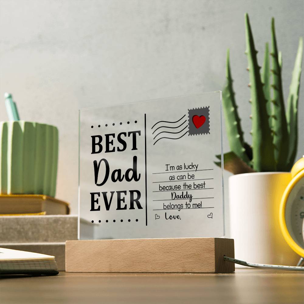 The Best Dad Ever Acrylic Post Card is a perfect choice to show your gratitude for your dad's efforts.  Personalise it with your name at the end of the message. It's a unique gift that will last a lifetime - bring a smile to your dad's face with this precious token of appreciation.  Don't forget to add a heartfelt message to solidify the love you have for your dad.