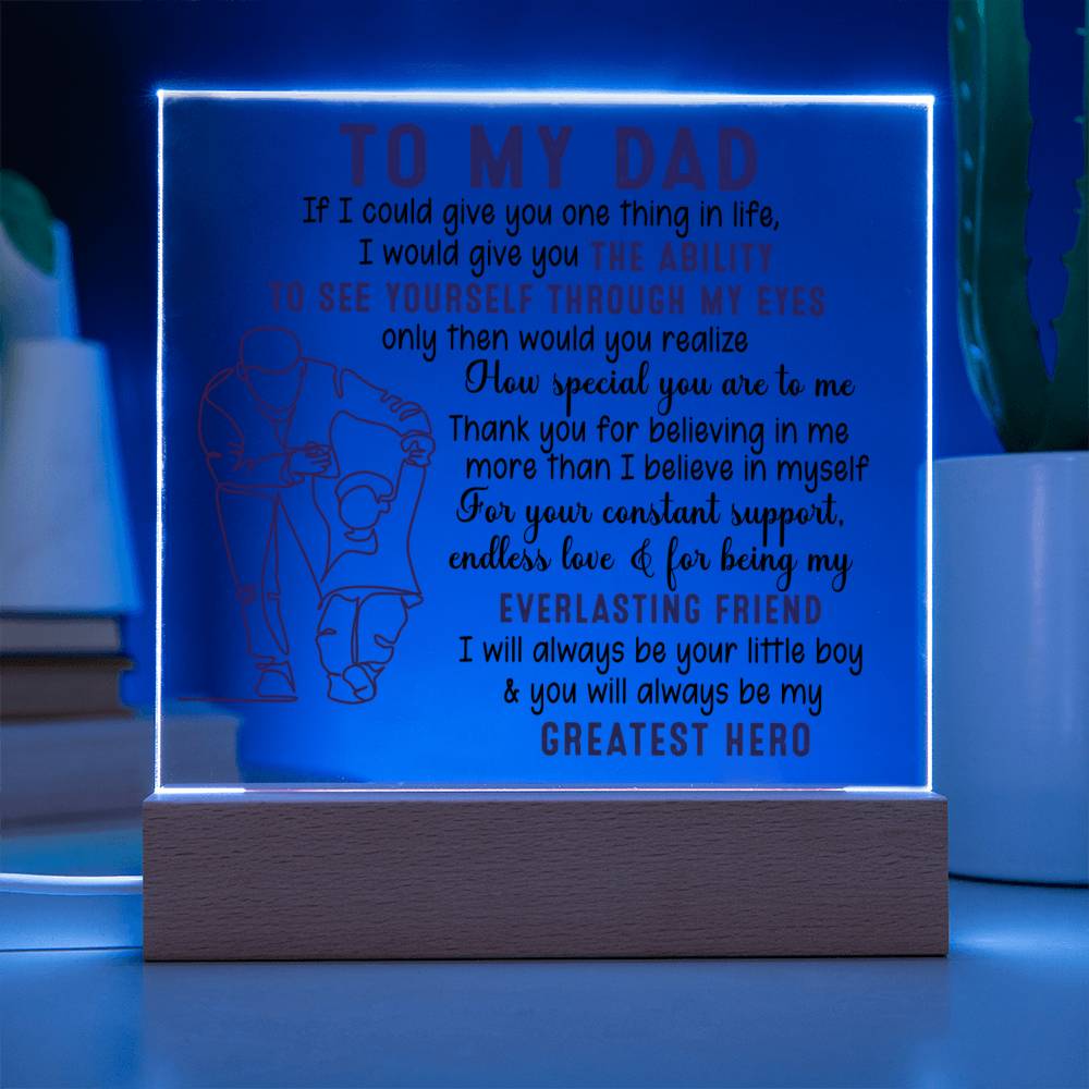 Surprise the remarkable dad in your life with this meaningful gift! Featuring a classic “To My Dad, My Greatest Hero” design, this customizable item also includes space to add your own name. Show your dad you care with this heartfelt item from Emporium Discounts. Personalize it and make it extra special for your dad with a name, date, or message of your own. This one-of-a-kind gift is sure to be treasured for years to come.