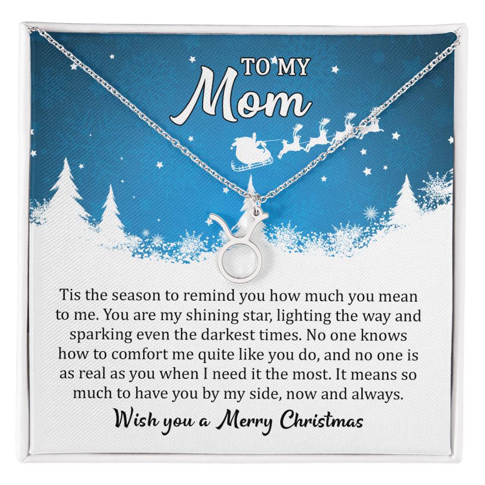 Zodiac Symbol Necklace Mom, I Wish you a Merry Christmas