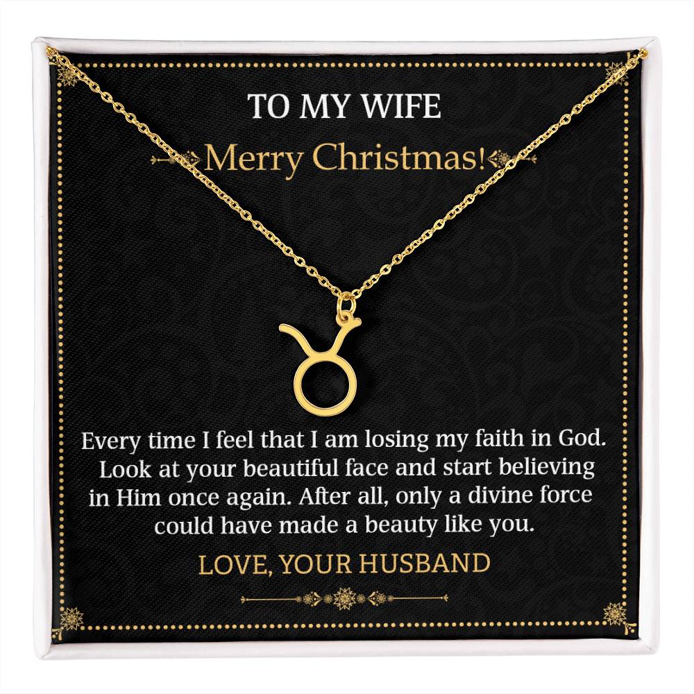 Zodiac Name Necklace To my Wife Merry Christmas