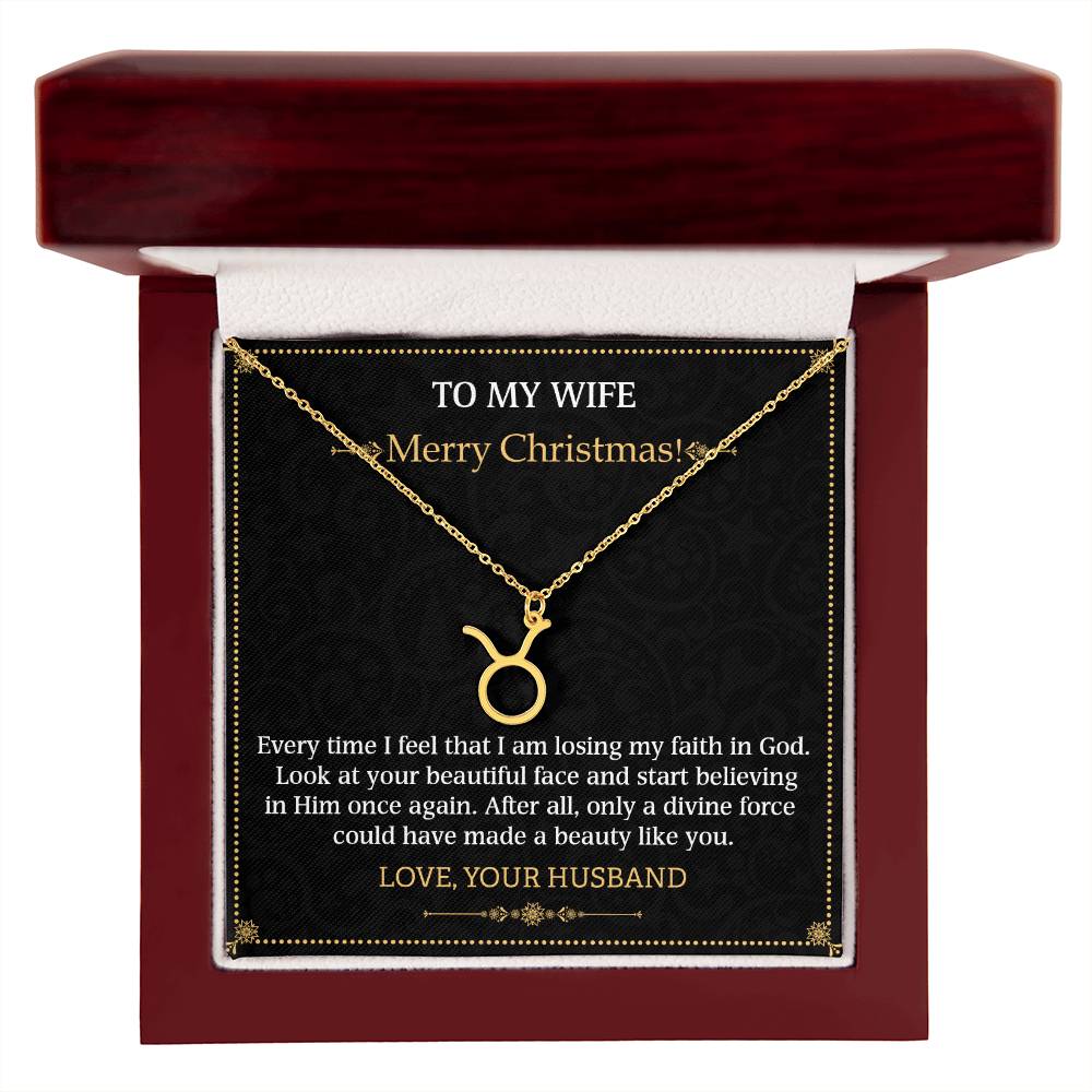 Zodiac Name Necklace To my Wife Merry Christmas