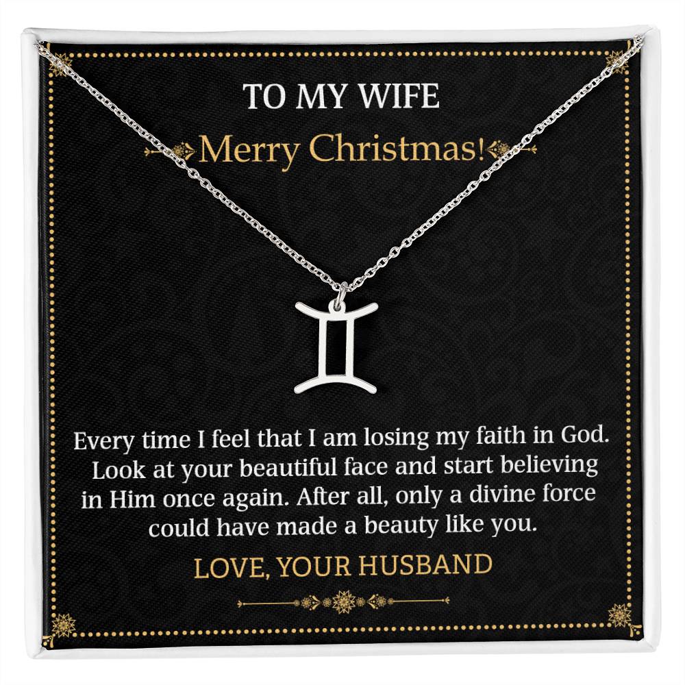 Zodiac Name Necklace To my Wife Merry Christmas