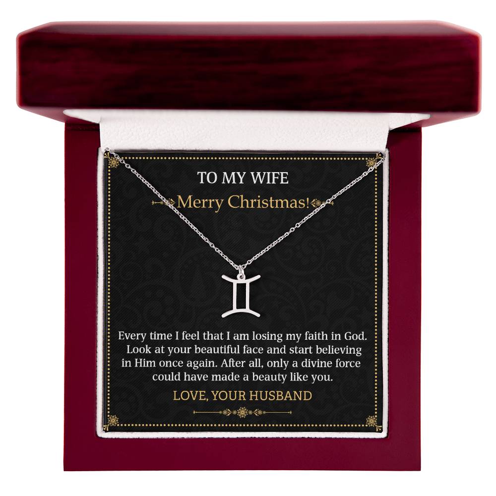 Zodiac Name Necklace To my Wife Merry Christmas