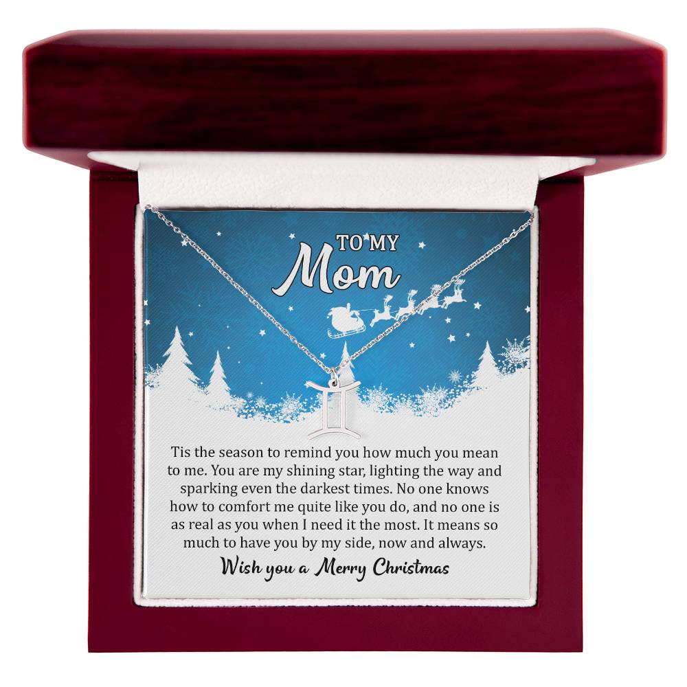 Zodiac Symbol Necklace Mom, I Wish you a Merry Christmas