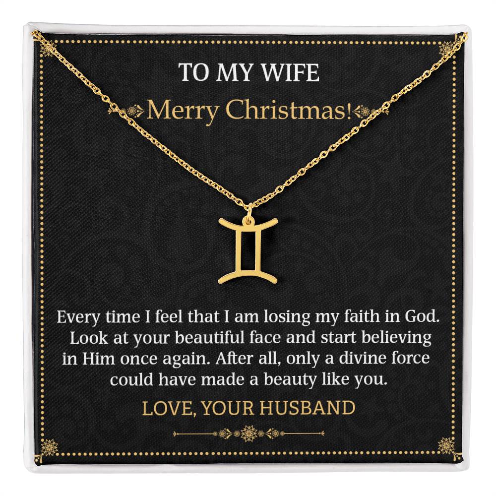 Zodiac Name Necklace To my Wife Merry Christmas