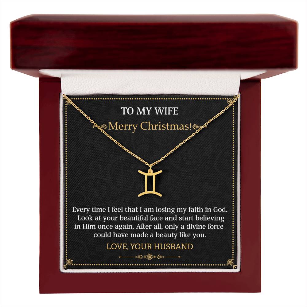 Zodiac Name Necklace To my Wife Merry Christmas
