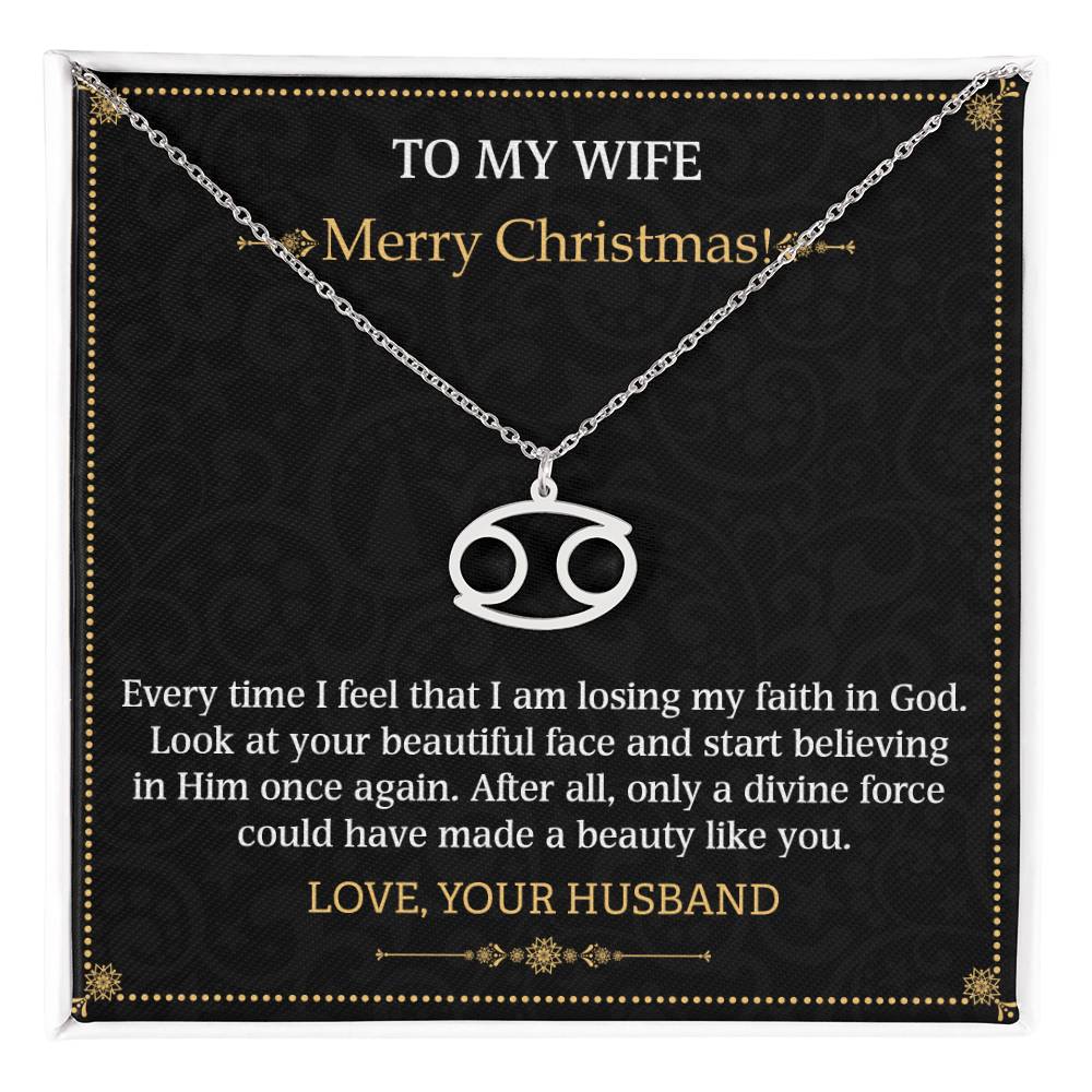 Zodiac Name Necklace To my Wife Merry Christmas