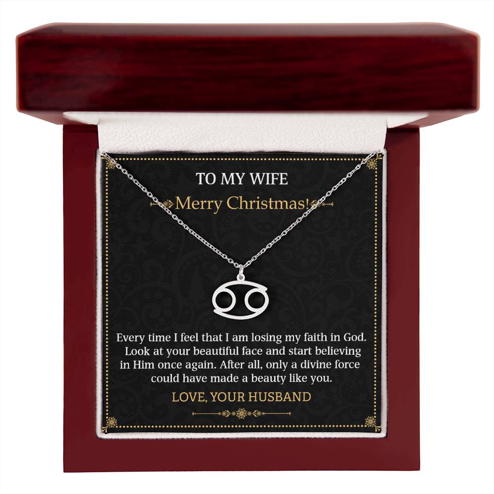 Zodiac Name Necklace To my Wife Merry Christmas