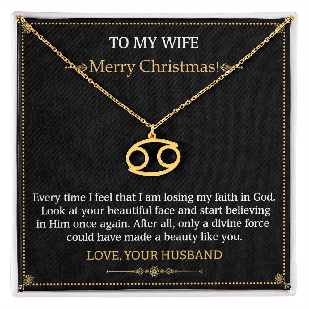 Zodiac Name Necklace To my Wife Merry Christmas
