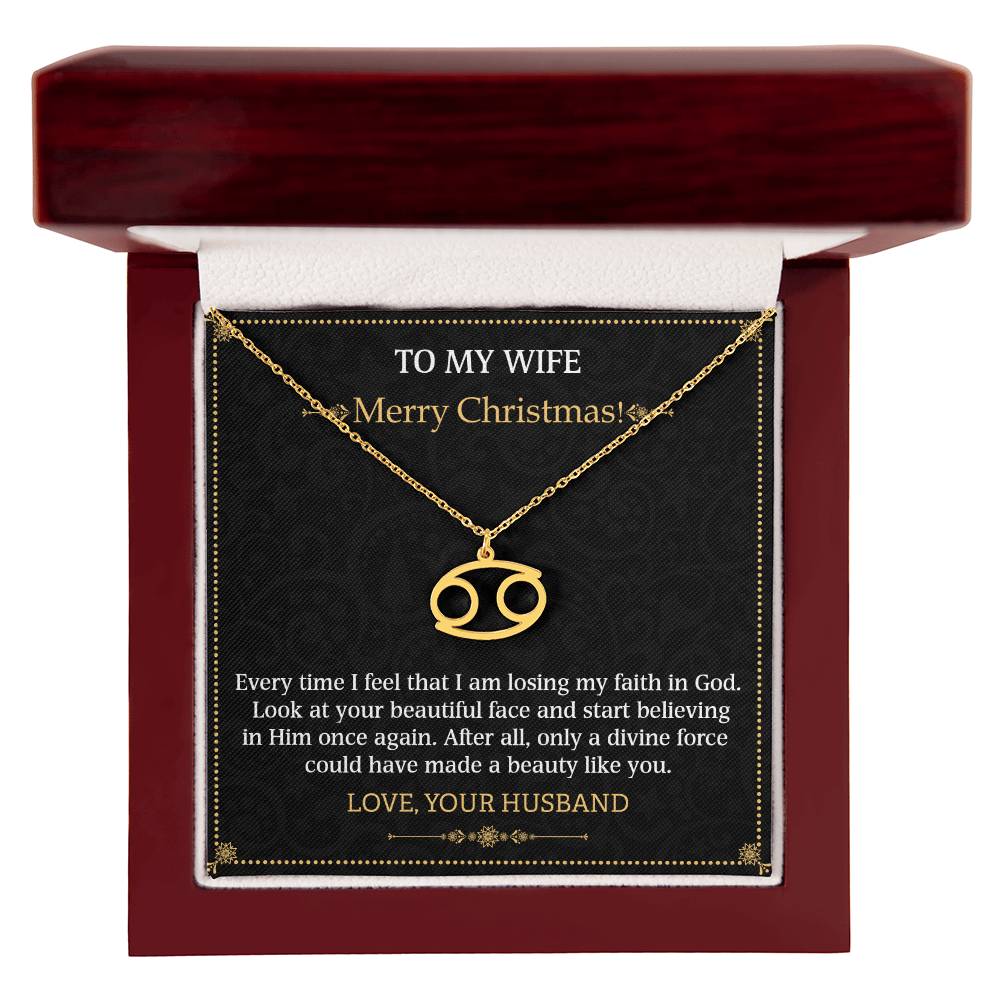 Zodiac Name Necklace To my Wife Merry Christmas