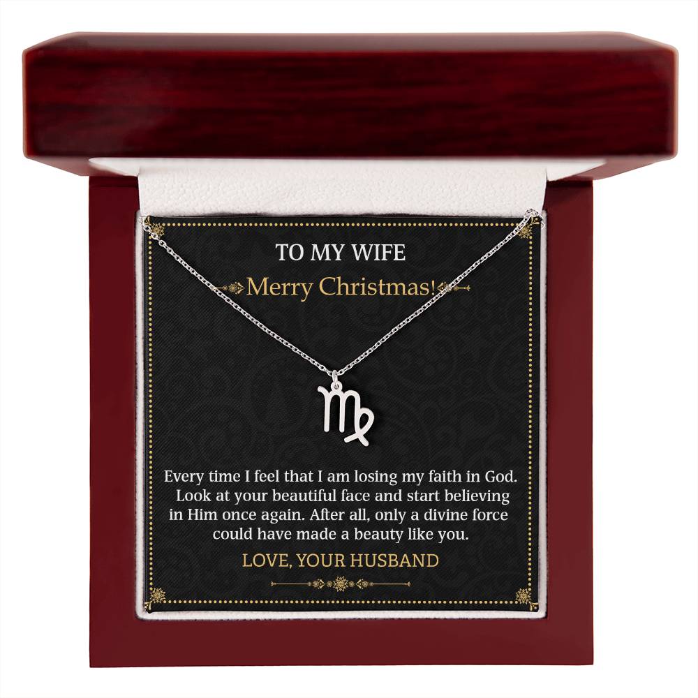 Zodiac Name Necklace To my Wife Merry Christmas