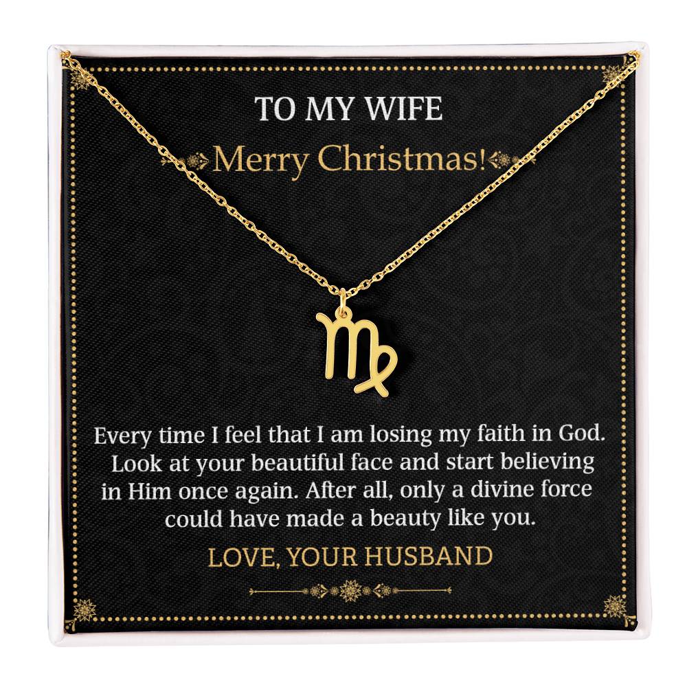 Zodiac Name Necklace To my Wife Merry Christmas