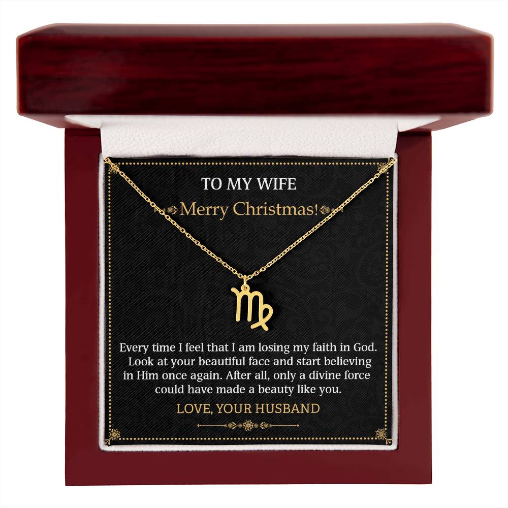 Zodiac Name Necklace To my Wife Merry Christmas