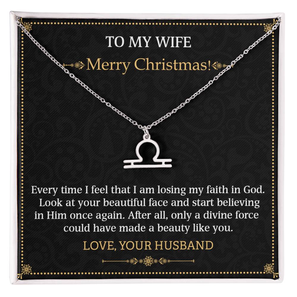 Zodiac Name Necklace To my Wife Merry Christmas
