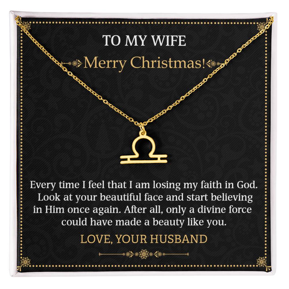 Zodiac Name Necklace To my Wife Merry Christmas