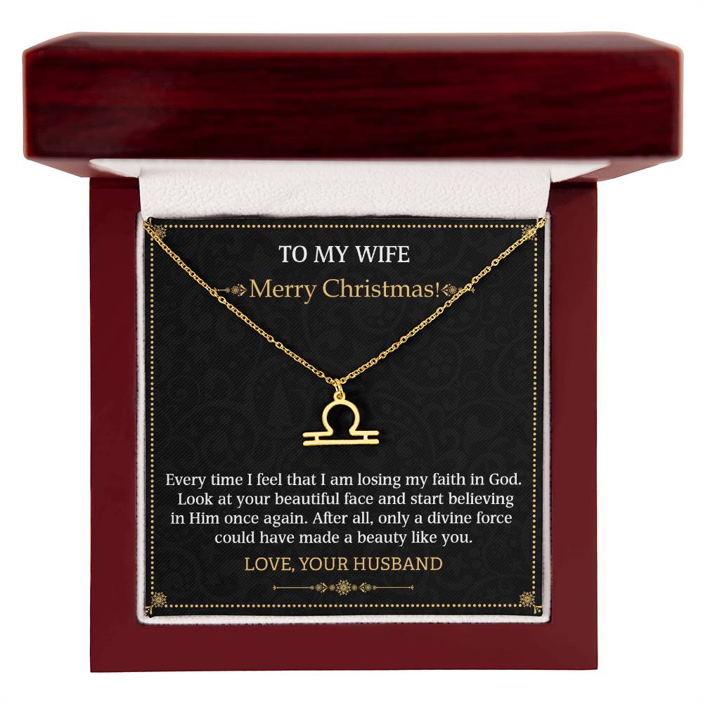 Zodiac Name Necklace To my Wife Merry Christmas