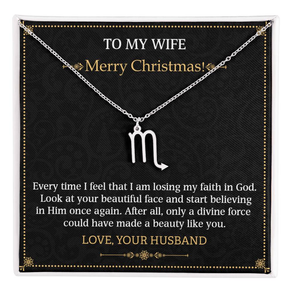 Zodiac Name Necklace To my Wife Merry Christmas