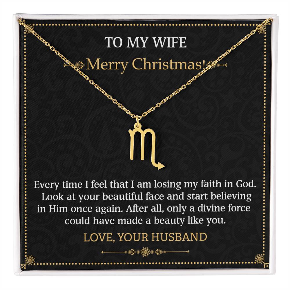 Zodiac Name Necklace To my Wife Merry Christmas