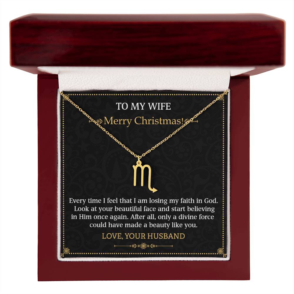 Zodiac Name Necklace To my Wife Merry Christmas