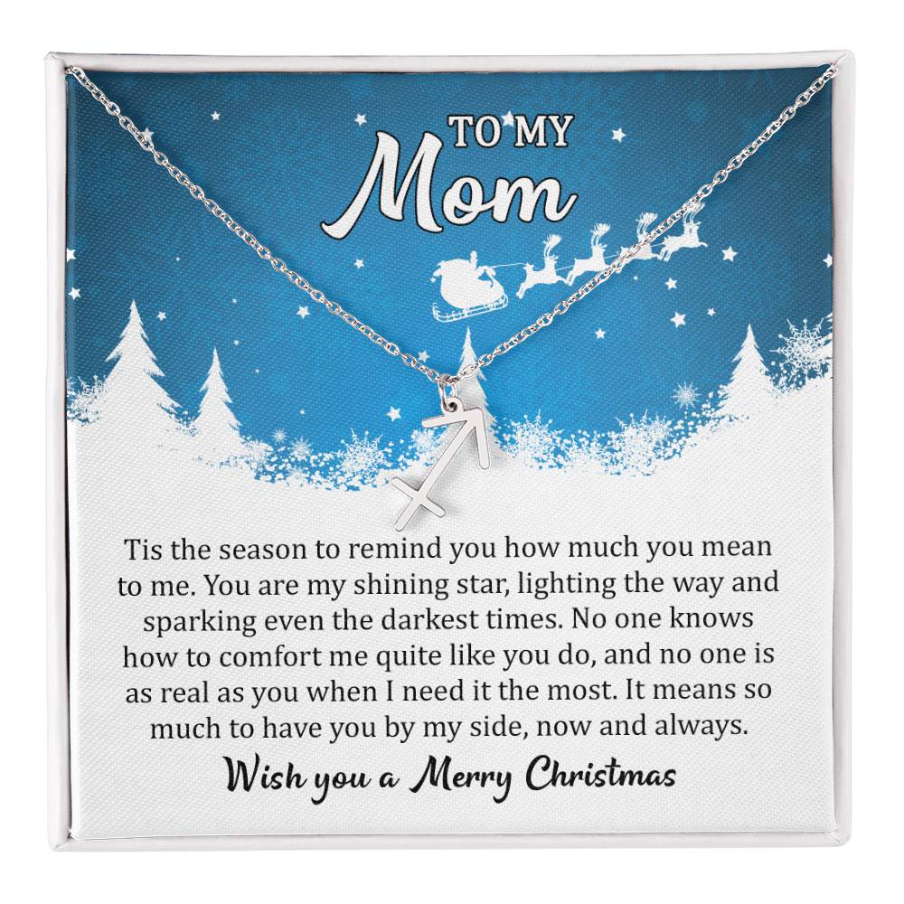 Zodiac Symbol Necklace Mom, I Wish you a Merry Christmas