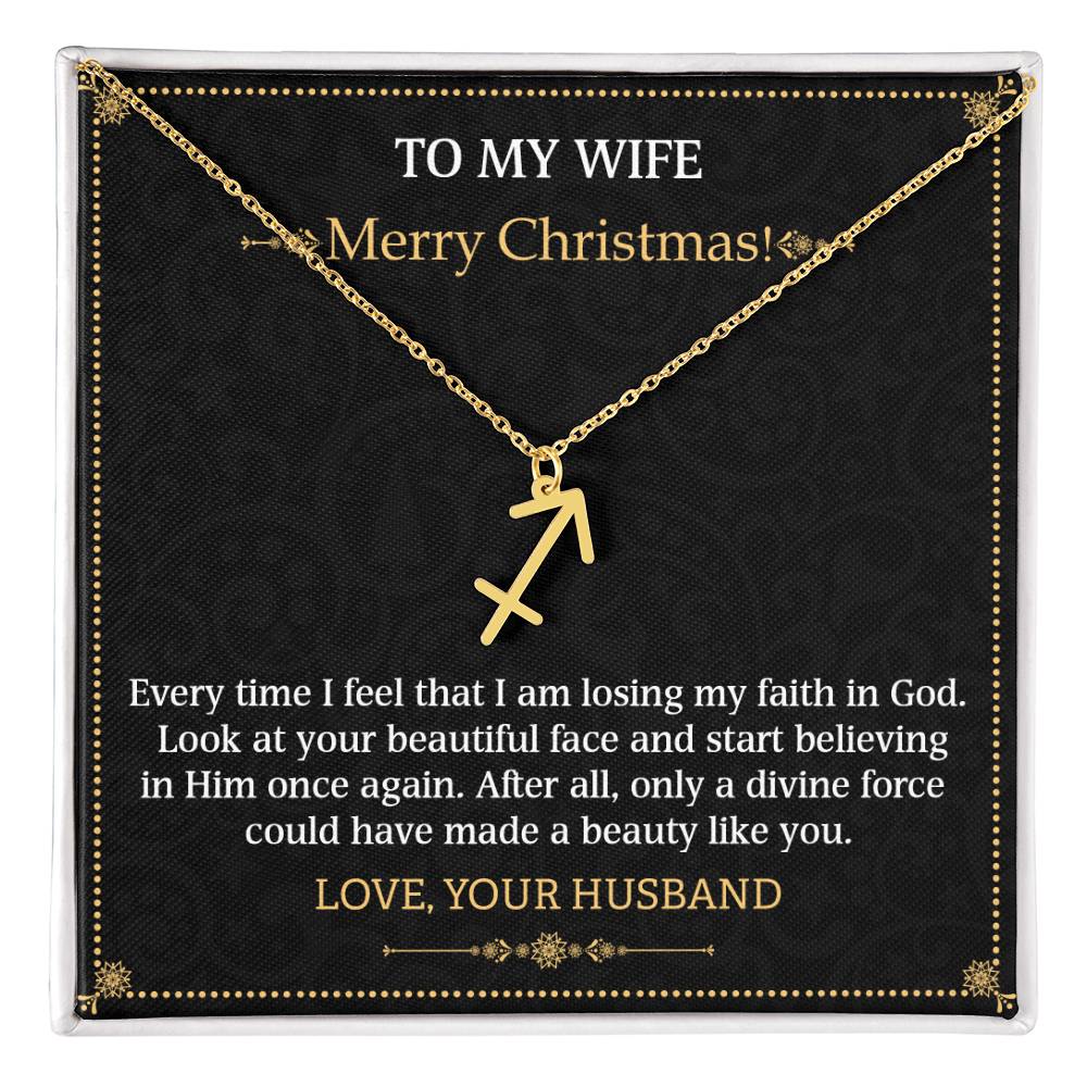 Zodiac Name Necklace To my Wife Merry Christmas