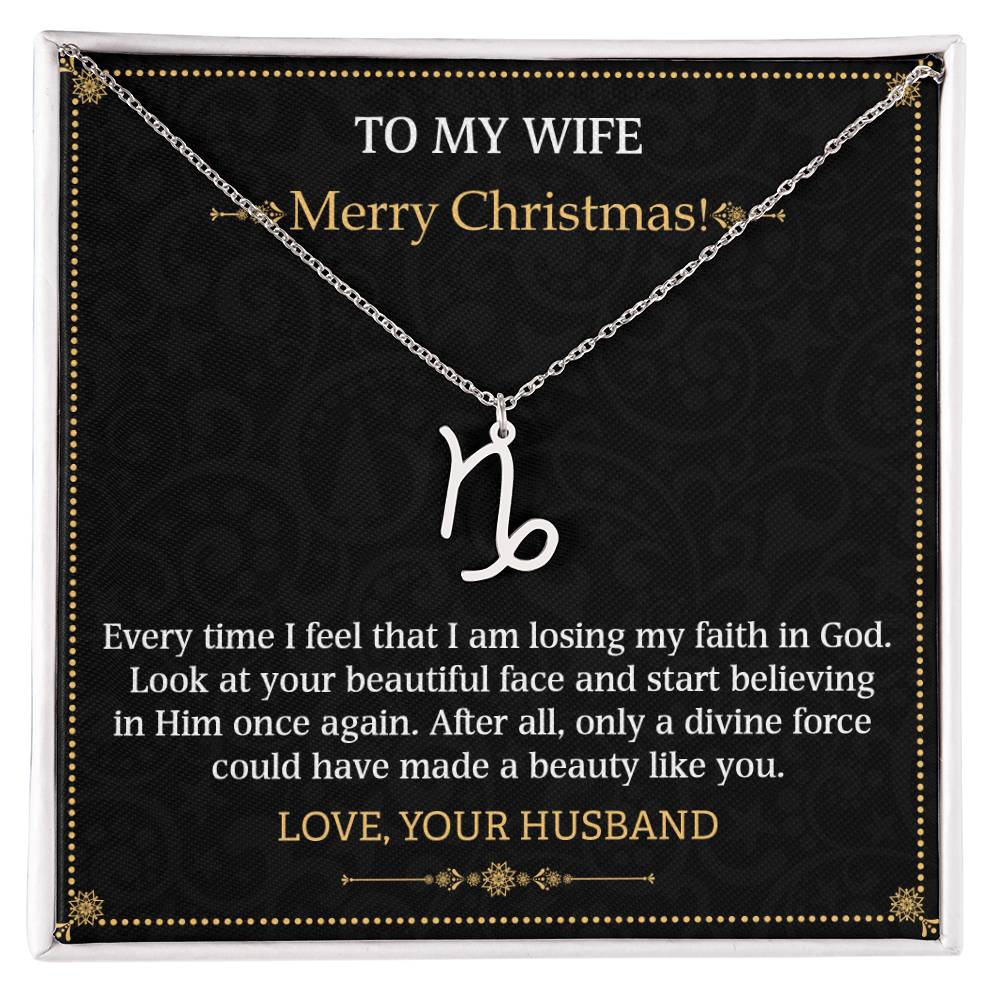 Zodiac Name Necklace To my Wife Merry Christmas