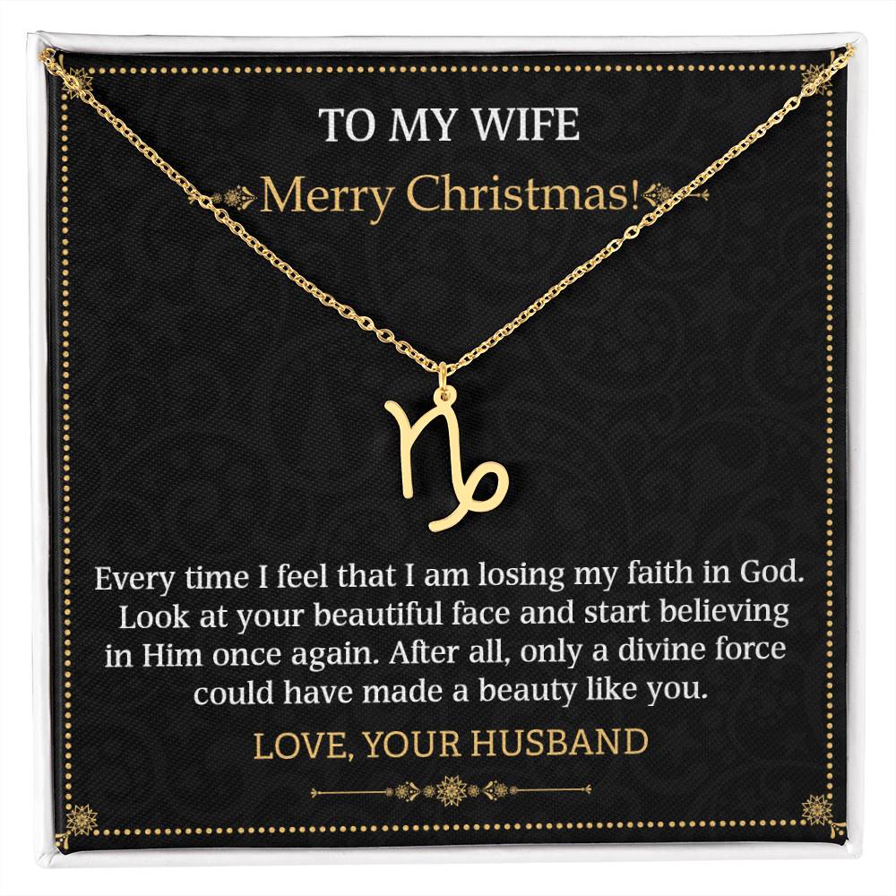 Zodiac Name Necklace To my Wife Merry Christmas